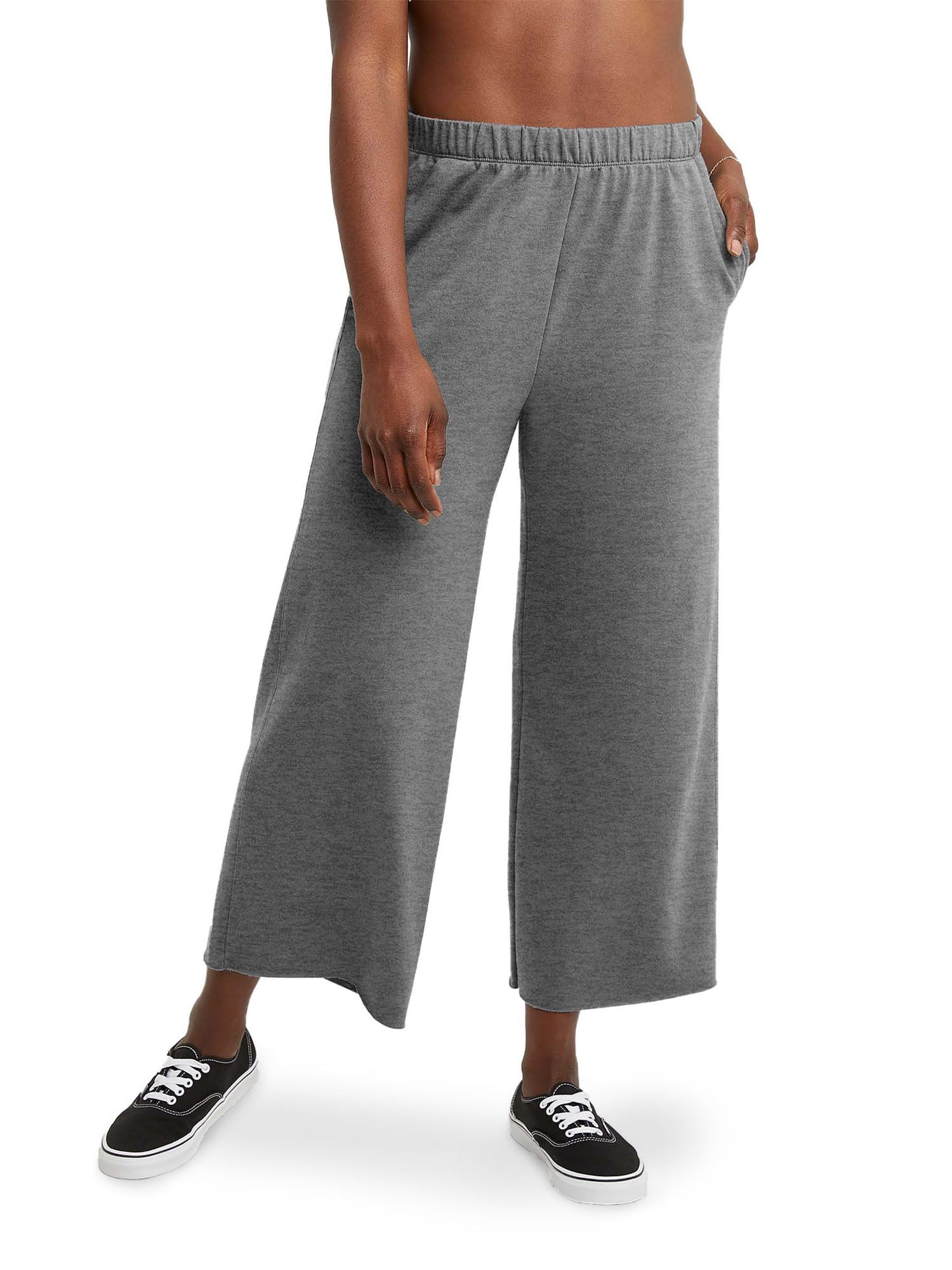 Hanes Originals Women's French Terry Wide Leg Crop Pants - Walmart.com
