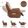 thumbnail image 3 of Bonzy Home Premium Genuine Leather Power Recliner Chair, Home Theater Seating with Power Headrest, USB Charging Port, Cup Holders, Oversized Single Reclining Sofa for Living Room, Brown, 3 of 8