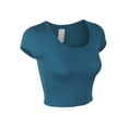 thumbnail image 2 of KOGMO Womens Short Sleeve Crop Top Solid Round Neck T Shirt, 2 of 7