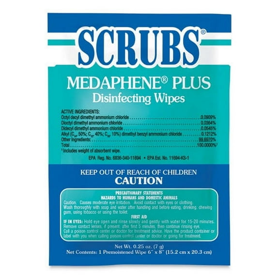 Medaphene Disinfectant Wet Wipes, 6 X 8, White, Individually Wrapped Foil Packets, 100/carton | Bundle of 2 Cartons