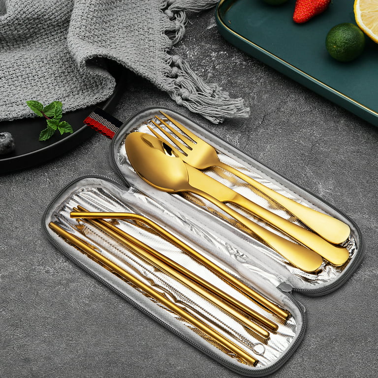 Travel Camping Cutlery Set, 8-Piece Portable Stainless Steel