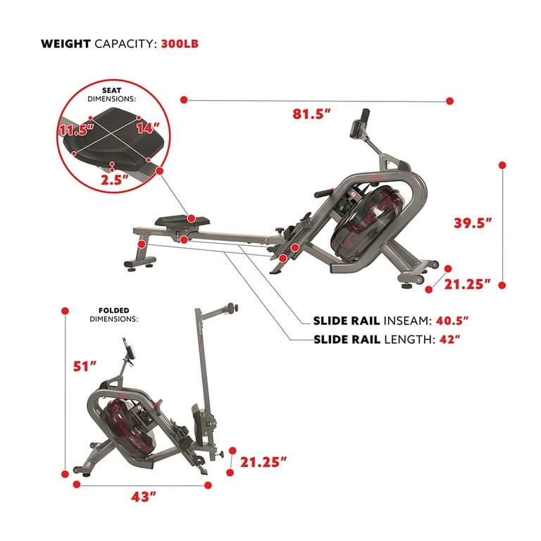 Sunny Health Fitness Phantom Hydro Water Rowing Machine SF RW5910
