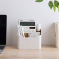 thumbnail image 3 of Wood And Plastic Material Remote Control Holder, 4 Compartments Desk Organizer For Office Supplies And Home, Modern Stylish Design Space Saving, Easy To Clean And Non-Slip Pad, 3 of 5