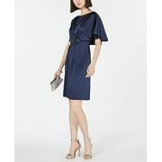 Adrianna Papell Women's Embellished Cape a Line Dress Silver Size 16