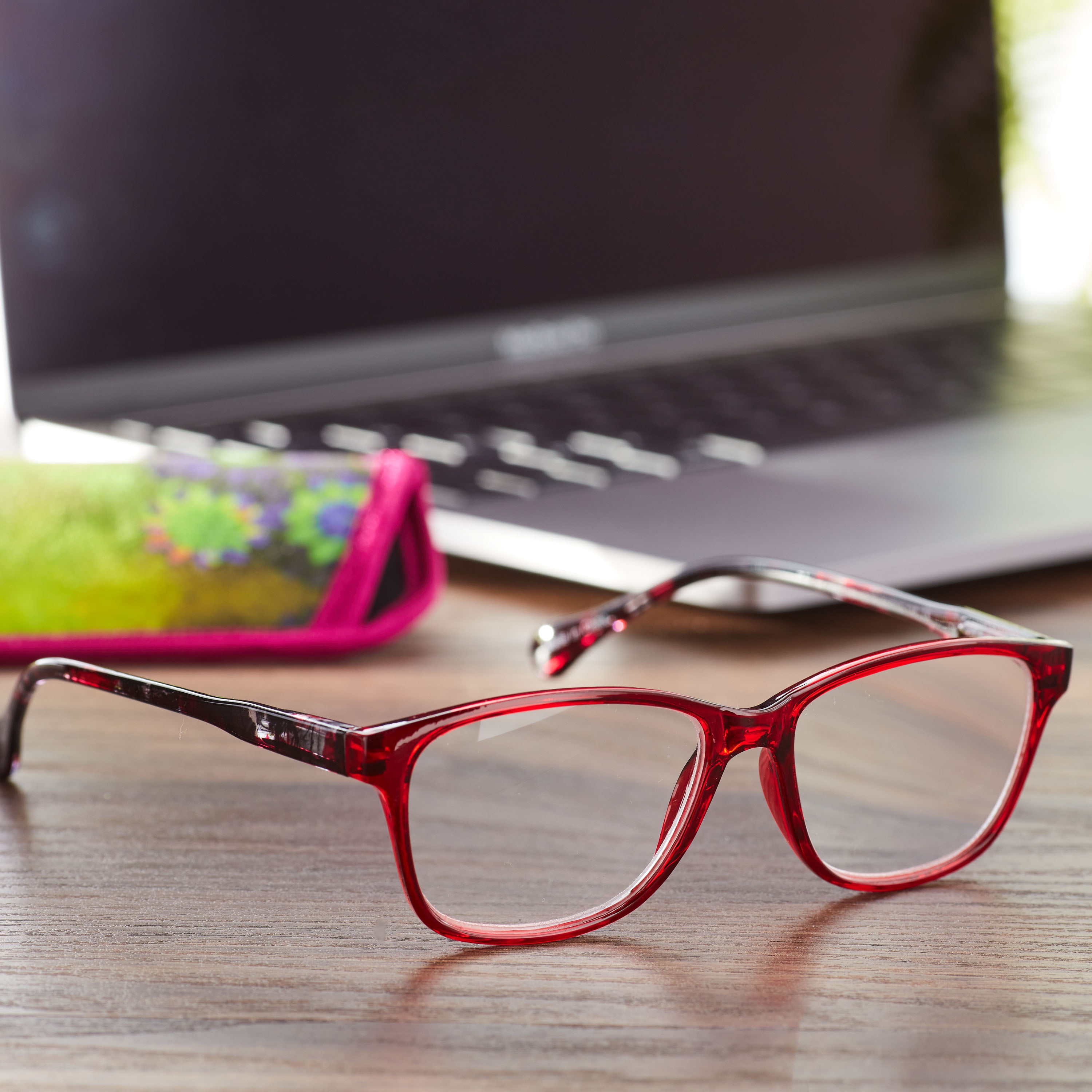 (2 pack) Equate Women's Flora +1.00 Reading Glasses - Red, with Case
