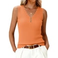 thumbnail image 3 of Lumtrix Sweater Vest for Women Scalloped V Neck Ribbed Knit Lightweight Tank Top Stretchy Slim Fitted Button Down Cami Saffron 2XL, 3 of 6