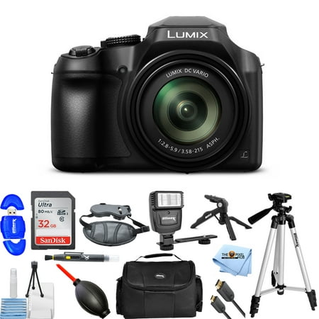 Panasonic Lumix DC-FZ80 Digital Camera PRO BUNDLE with Sandisk Ultra 32GB SD, Flash, Tripods, Gadget Bag, HDMI Cable + MORE