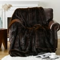 thumbnail image 3 of Battilo Brown Faux Fur Throw Blanket for Sofa, Fluffy Thick Fur Blanket,Plush Fuzzy Bed Throws,50"x60", 3 of 9
