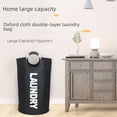 thumbnail image 2 of Bolsa de almacenamiento de ropa de gran capacidad, bolsa de lavandería de tela Oxford de doble capa, cesta para ropa sucia con asa redonda de aluminio, 2 of 6