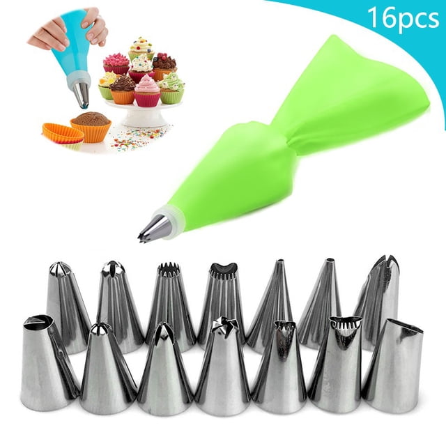 16pcs/set boquillas para reposteria duyas para reposteria con bolsa de confitería manga pastelera reposteria y pasteleria accesorios