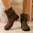 thumbnail image 4 of Viluyesy Womens Mid-Calf Boots, Round Toe Low Heels Pull-On 2025 British Style Cowgirl Boots Brown US7, 4 of 9