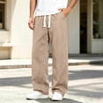 thumbnail image 4 of JUUYY Men's Baggy Jeans Vintage Drawstring Elastic Waist Straight Jean Pants Classic Loose Fit Wide Leg Denim Pants with Pocket Khaki XXXXXL, 4 of 5