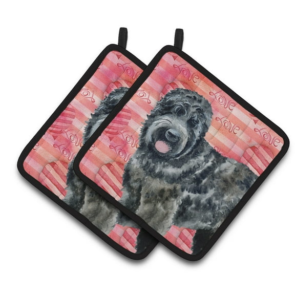 Caroline's Treasures Black Russian Terrier Love Pair of Pot Holders