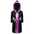 thumbnail image 1 of Moggemol Garçons Enfants Robe de Boxe Robe Longueur Complète Cape à Capuche en Satin avec Ceinture Tenue de Boxe d'Halloween Noir&Rose 10, 1 of 5