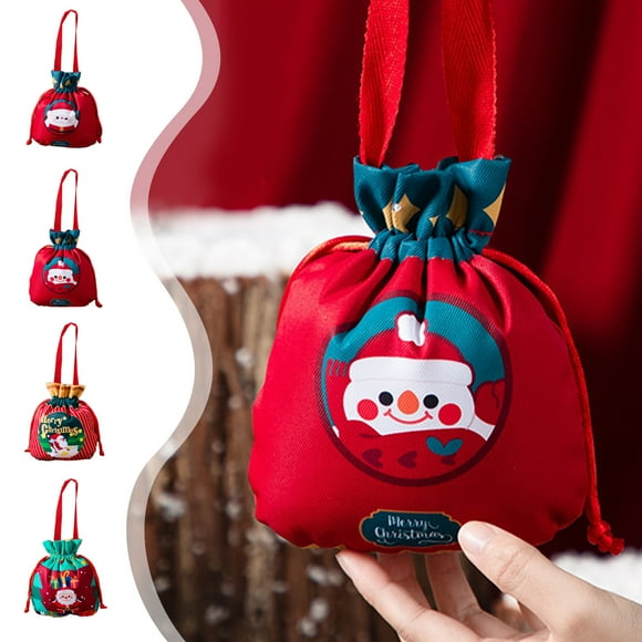 kkbbma Deals for Days 5 Pcs Christmas Drawstring Gift Bags - Christmas Bag Gift Bag Handbag Gift Bag Candy Bag Christmas Eve Drawstring Bag Candy Snack Bag Party Supplies Decoration