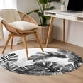 thumbnail image 4 of Grey Black Leaves Round Area Rug 3.3Ft Washable Circle Rugs for Dining Room Table, Summer Botanical Watercolor Leaf Non-Slip Carpet Floor Mats Indoor Outdoor Carpet Runner Aesthetic Home Decor, 4 of 8