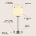 thumbnail image 4 of JONATHAN Y Carson 12.75" Modern Minimalist Iron Rechargeable Integrated Portable LED Table Lamp, Nickel/White, JYL7110A, 4 of 6