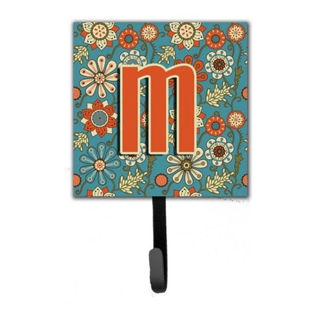 Lettre M Fleurs Rétro Bleu Laisse et Porte-Clés