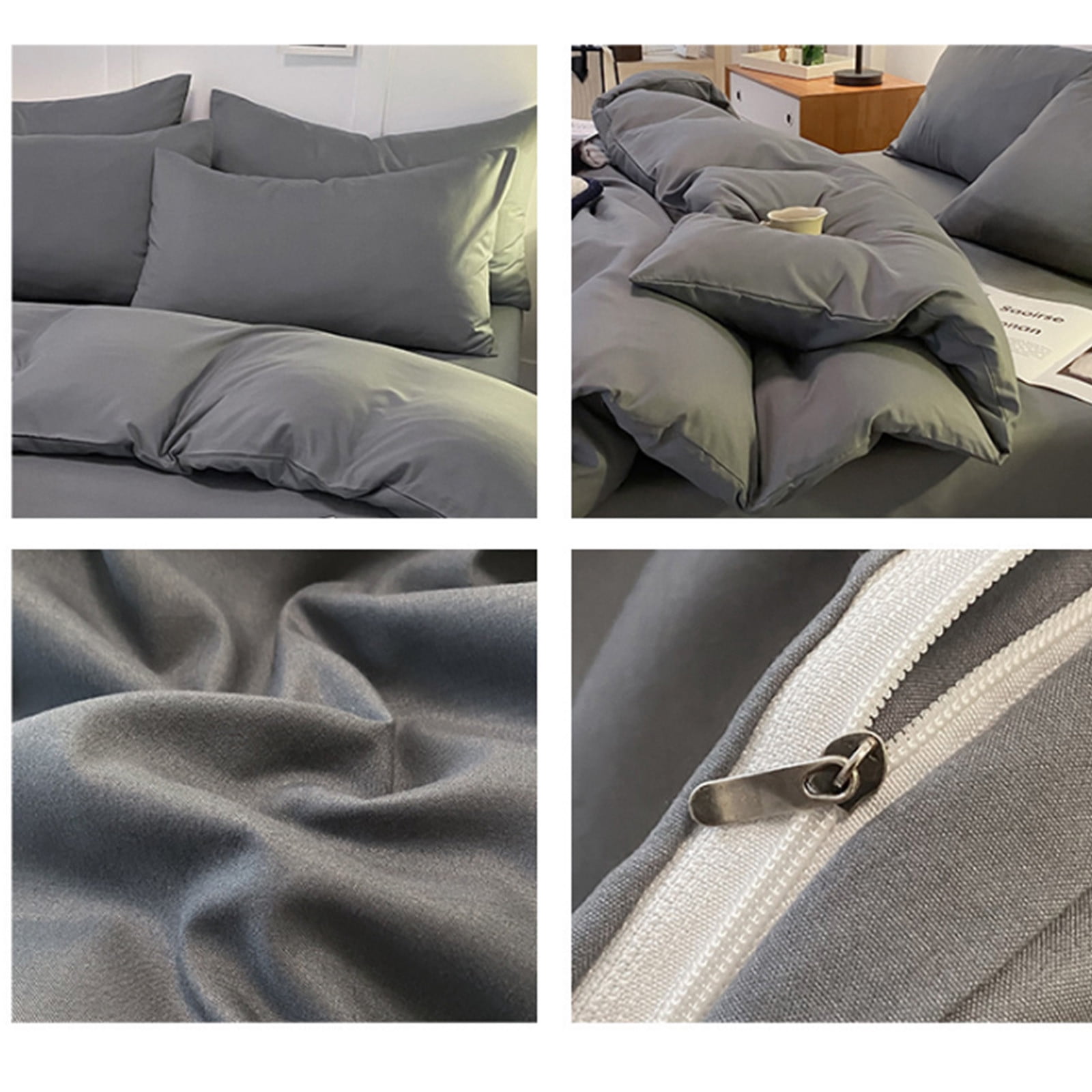 4 Piece Bed Sheets 71x87in Bedding Set with Duvet Cover Fitted Sheet 2 Pillowcases Soft Washed Polyester Wrinkle Free Easy Care by PALIFEUR