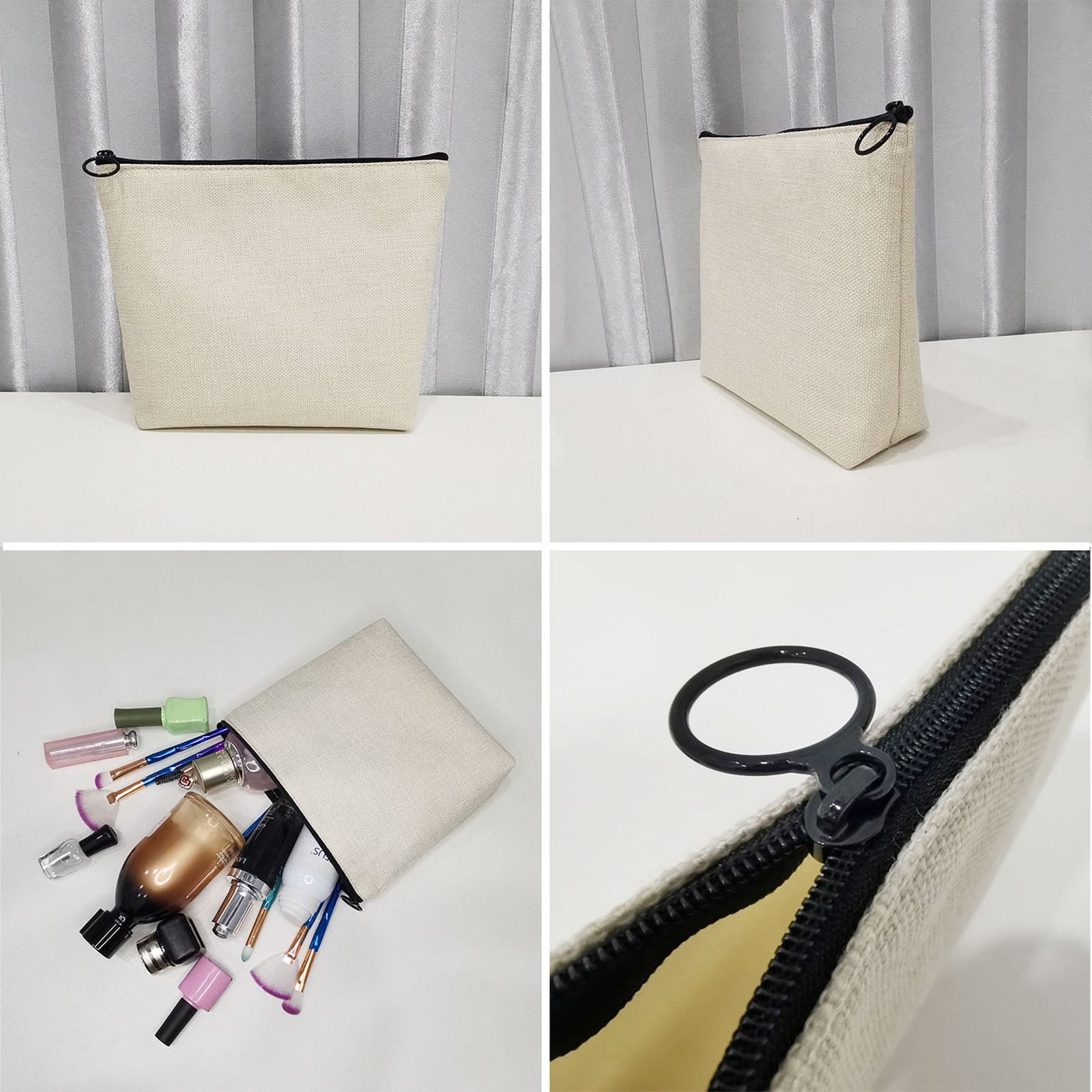 Set De 2 Trousses De Maquillage Personnalisables A-Z - Toile Doublée Soie - Idée Cadeau Femme Pratique - 3
