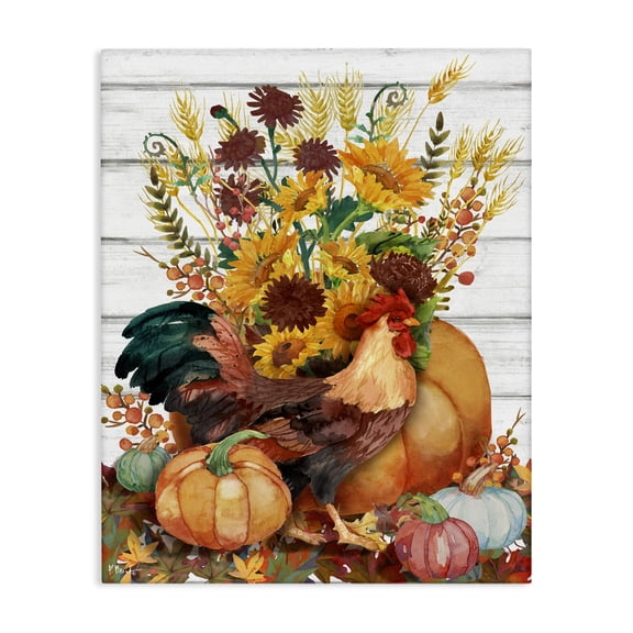 Stupell Industries Rustic Lodge Rustic Sunflowers & Hen Canvas Art, 16 x 20, by Paul Brent