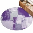 thumbnail image 2 of Small Round Rug 3Ft, Modern Oil Painting Non-Slip Washable Circle Rugs Carpet, Purple Grey Abstract Graffiti Art Indoor Outdoor Rug Floor Mats Throw Runner for Bedroom Living Room Bathroom, 2 of 8