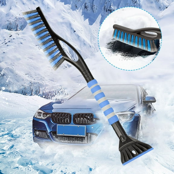 Car Snow Brush Ice Scraper Combo Winter Cleaning Tool Aluminum Handle Defrosting - Multi Use Lightweight Design(Blue)
