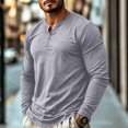 thumbnail image 2 of CONFREE Mens Long Sleeve Henley Shirts V Neck Solid Lightweight Tees, 2 of 9