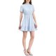 thumbnail image 5 of Vestidos de botón frontal con volantes y corte acampanado de INSPIRE CHIC para mujer S azul claro, 5 of 6