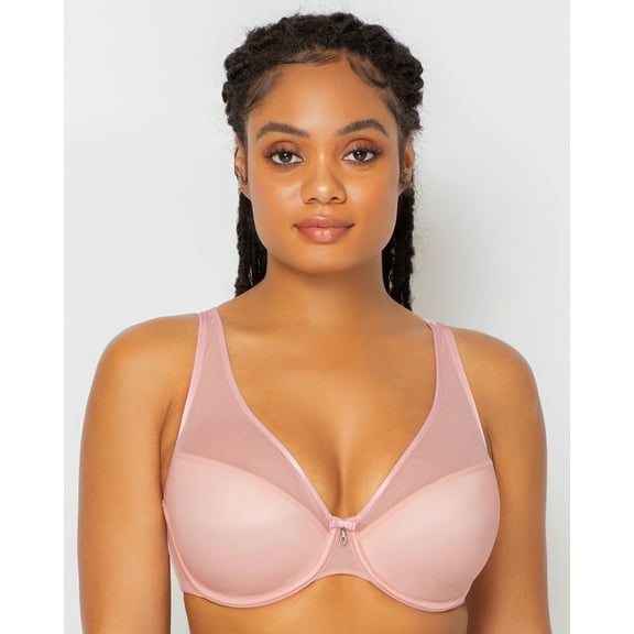 Curvy Couture Women's Sheer Mesh Plunge T-shirt Bra