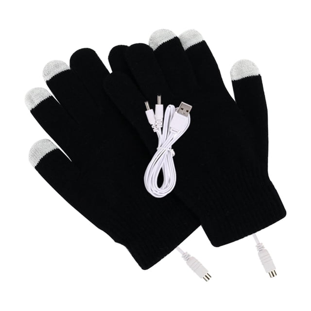 Guantes calefactables unisex con USB, lavables, para pantalla táctil, para tejer y para portátil Negro