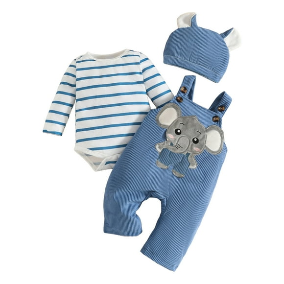 Curenmufel Baby Boys' Clothing Sets Fall Baby Boy Clothes Ribbed Knitted Long Sleeve Romper and Pants Sets Newborn Fall Outfits 0 3 6 9 12 18 24 Months 2T 3T (Sky Blue,3-6 Months)