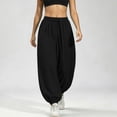 thumbnail image 2 of hoksml Women's Tie Waist Jogger Pants, Solid Color Loose Elastic Cuff Casual Trousers, 2 of 4