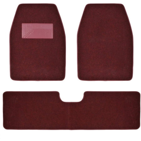 BDK Carpeted Floor Mats 3-Piece Full Set for Car SUV, Van and
