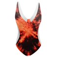 thumbnail image 3 of Cathalem Swimming Suit Mock Neck Zipper Short Sleeve Bathing Suit,Brown XXL, 3 of 3