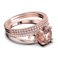 thumbnail image 2 of Gorgeous Art nouvea 2.50 Carat Oval Cut Morganite And Diamond Moissanite Twirled Style Engagement Ring, Wedding Ring in 925 Sterling Silver With 18k Rose Gold Plating Gift For He, Trio Set, 2 of 4