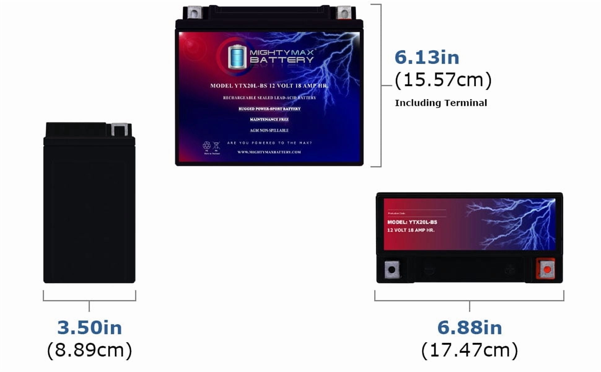 YTX20L-BS Battery Replaces Harley-D FXDWG Dyna Wide Glide 1340 93