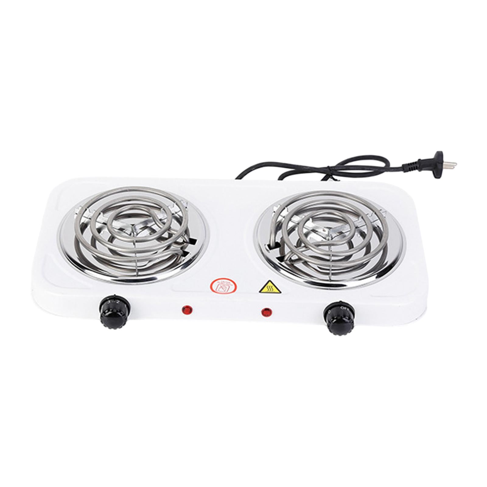 Double Burner Cooktop, 2000W Electric Cooktop for Home, Travel, Camping, Outdoor Activities, Power Indicator Lights Electric Coil Burner