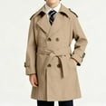 thumbnail image 4 of NAISIBABY Boys Trench Jacket, Lapel Mid Length Button Up Classic British Styl Fashion Windbreaker Outerwear Khaki 12T, 4 of 7
