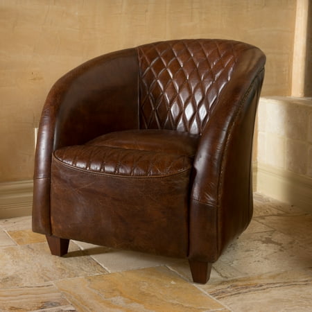 Le House Nina Brown Tufted Leather Club Chair Le House Nina Brown Tufted Leather Club Chair