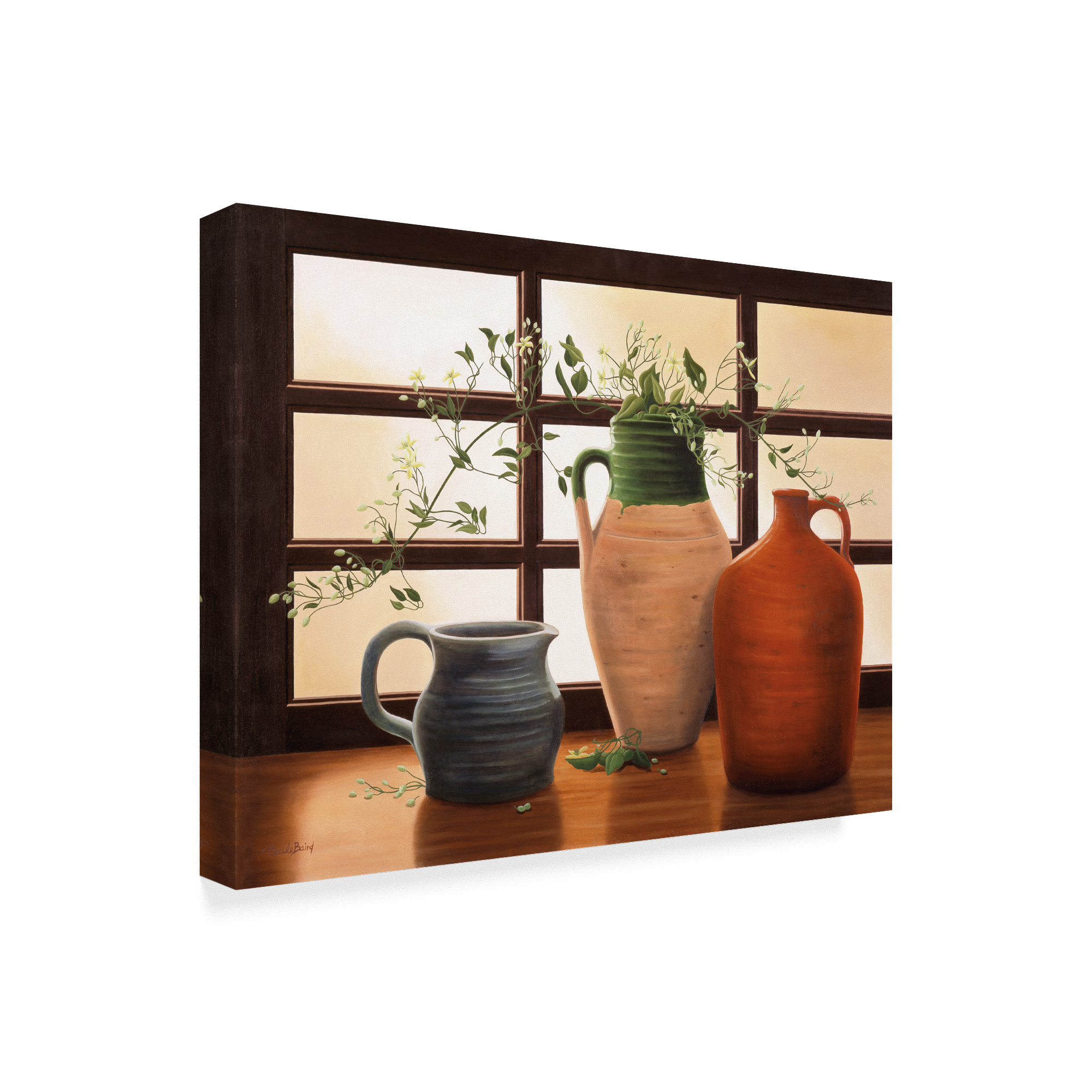 Trademark Fine Art 'Olive Jar With Flowering Vine' Canvas Art by Cecile Baird