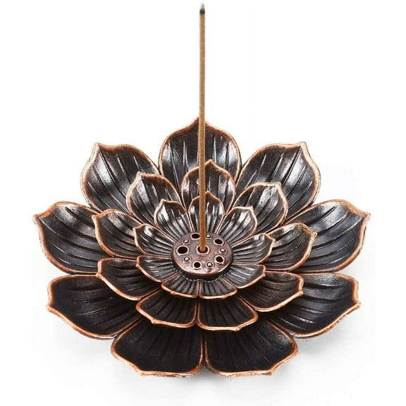 Incense Holder, Lotus Stick Incense Burner, Incense Holder for Stick/Coil/Cone Incense with Ash Catcher