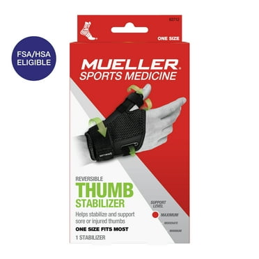 Mueller Sport Care Antimicrobial Thumb Stabilizer, Maximum Support Level, One Size