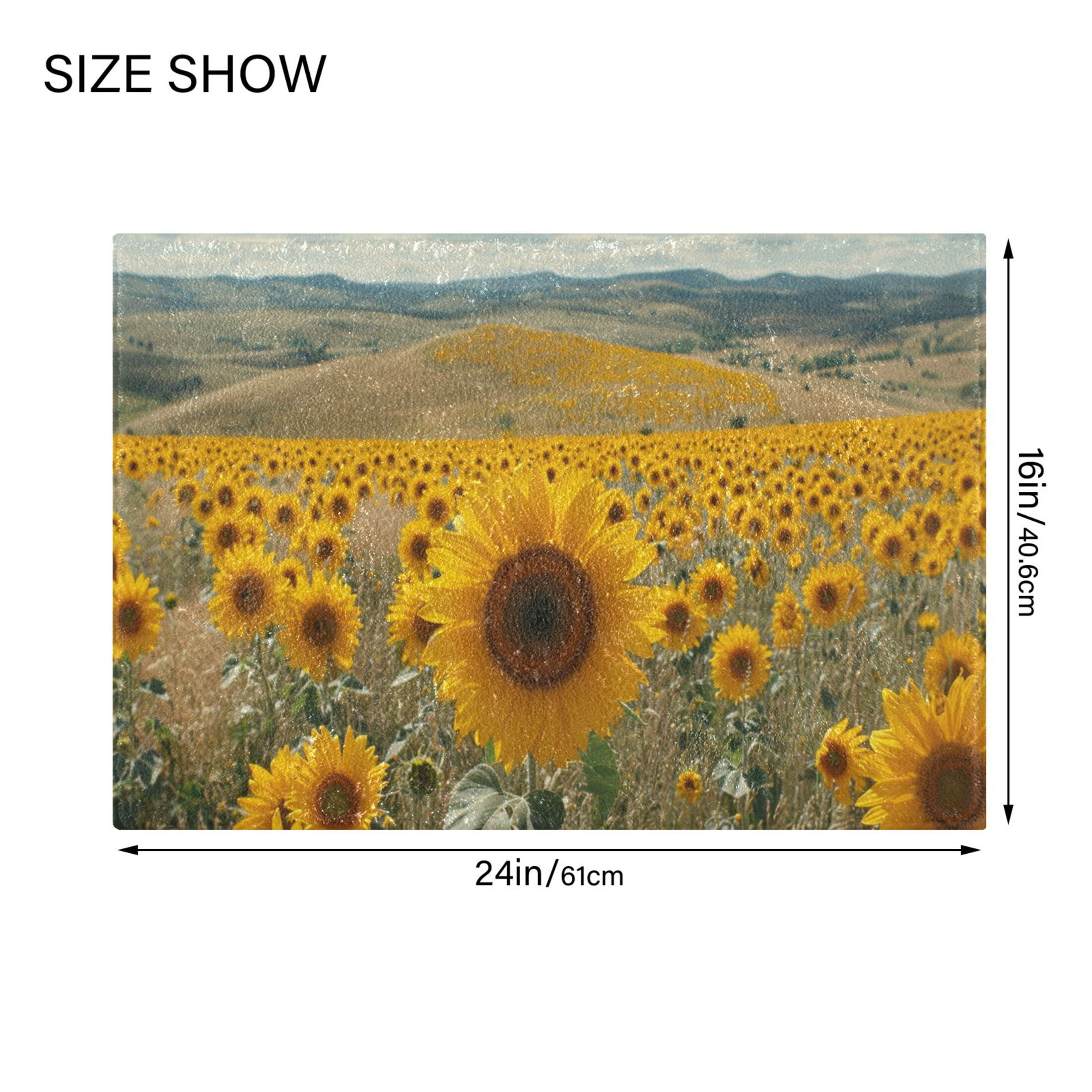 Toilet Rug Set Non-Slip Bathroom Rugs Soft Plush Machine Washable Contour Bath Mat Sunflower Sea 24x20/24x16