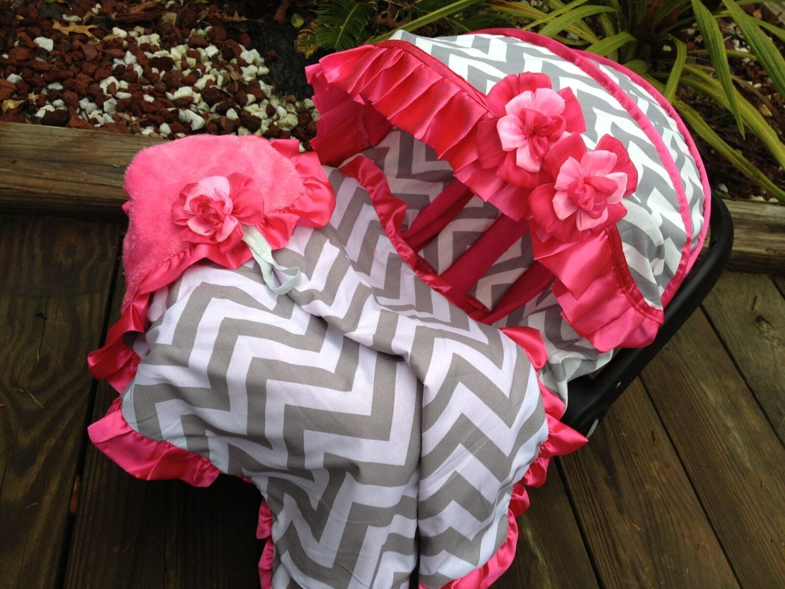 Infant Car Seat Canopy Cover Universal Seat Fit for Babies PINK