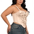thumbnail image 5 of POUNOO Womens Floral Corset Tops Slim Fit Spaghetti Strap 3D Floral Applique Casual Tops Party Style Bustiers Gift, 5 of 9