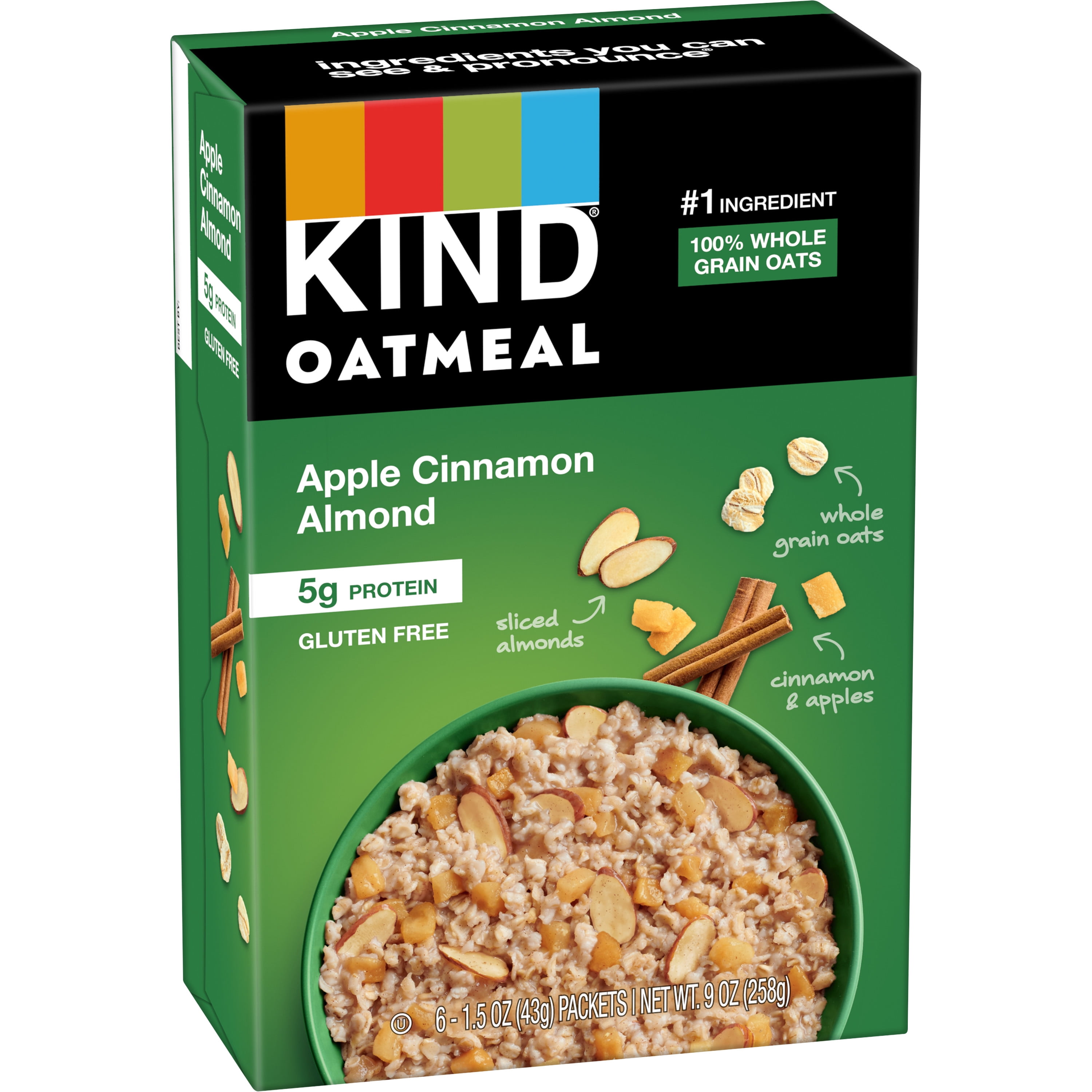 KIND Gluten Free Apple Cinnamon & Almond Oatmeal, 1.5 oz, 6 Count