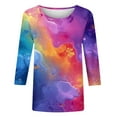 thumbnail image 4 of Womens Blouses Long Sleeve Clearance Women's Fashion Printed T-Shirt 3/4 Sleeves Blouse Round Neck Casual Tops, 4 of 5