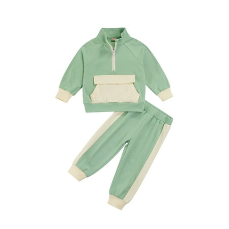 

LSFYSZD Kid High Neck Zipper Casual Loose Tops Spring Jogger Pants Uni