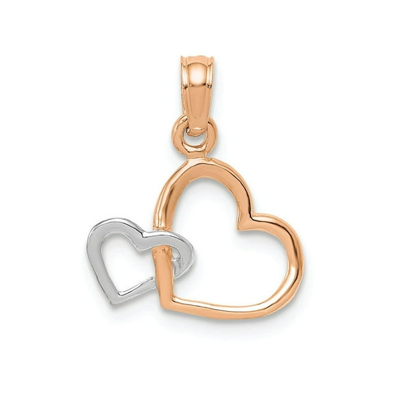 FJC Finejewelers 10k Two-tone Gold Two Tone Rose White Double Hearts Intertwined Charm